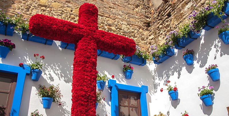 panorámica de momento de fiesta de las cruces de mayo 