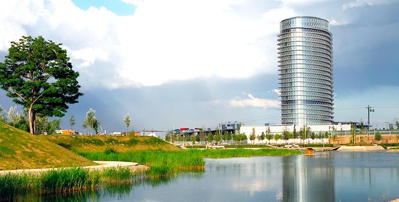 Panorámica de la zona expo y parque de agua